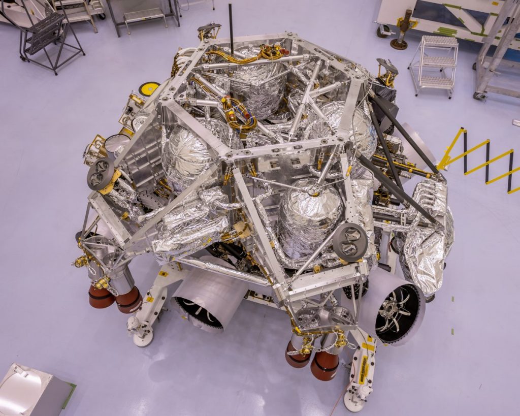 Mars 2020 Perseverance Rover in the spacecraft